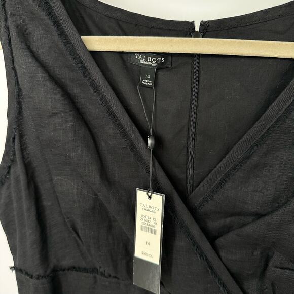 $11SALE!!! TALBOTS Sleeveless 100% Linen Back V-Neck Dress Size 14 - Picture 2 of 5